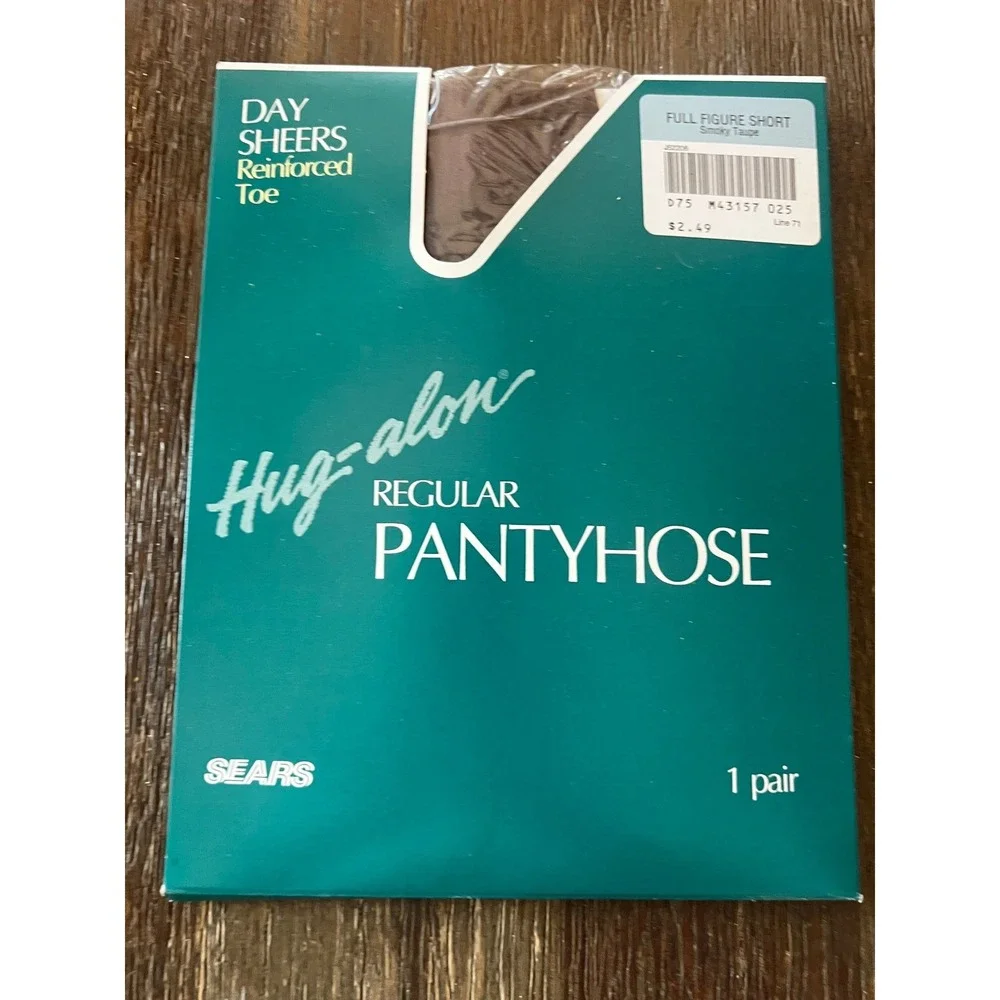 Vintage Sears Hug-alon Regular Pantyhose Smoky Taupe Full Figure Short